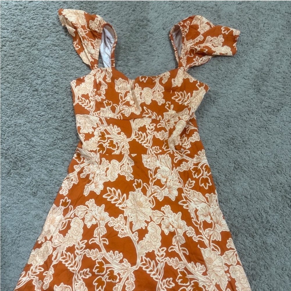 Shore dress new with tag size medium. Floral Orange and Cream Dress
